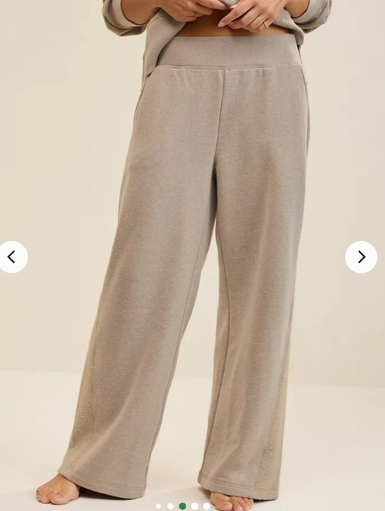 aerie Pants - Aerie Apres-Chill Trouser Size XL Short Neutral Beige Wide-leg Chenille